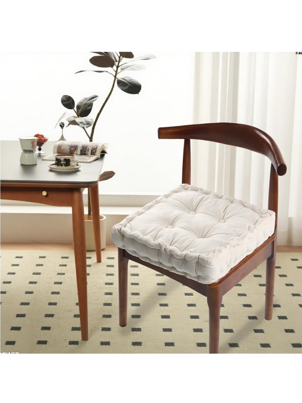 Soft Velvet Seat Cushion Square 16x16” (1-count) BEIGE